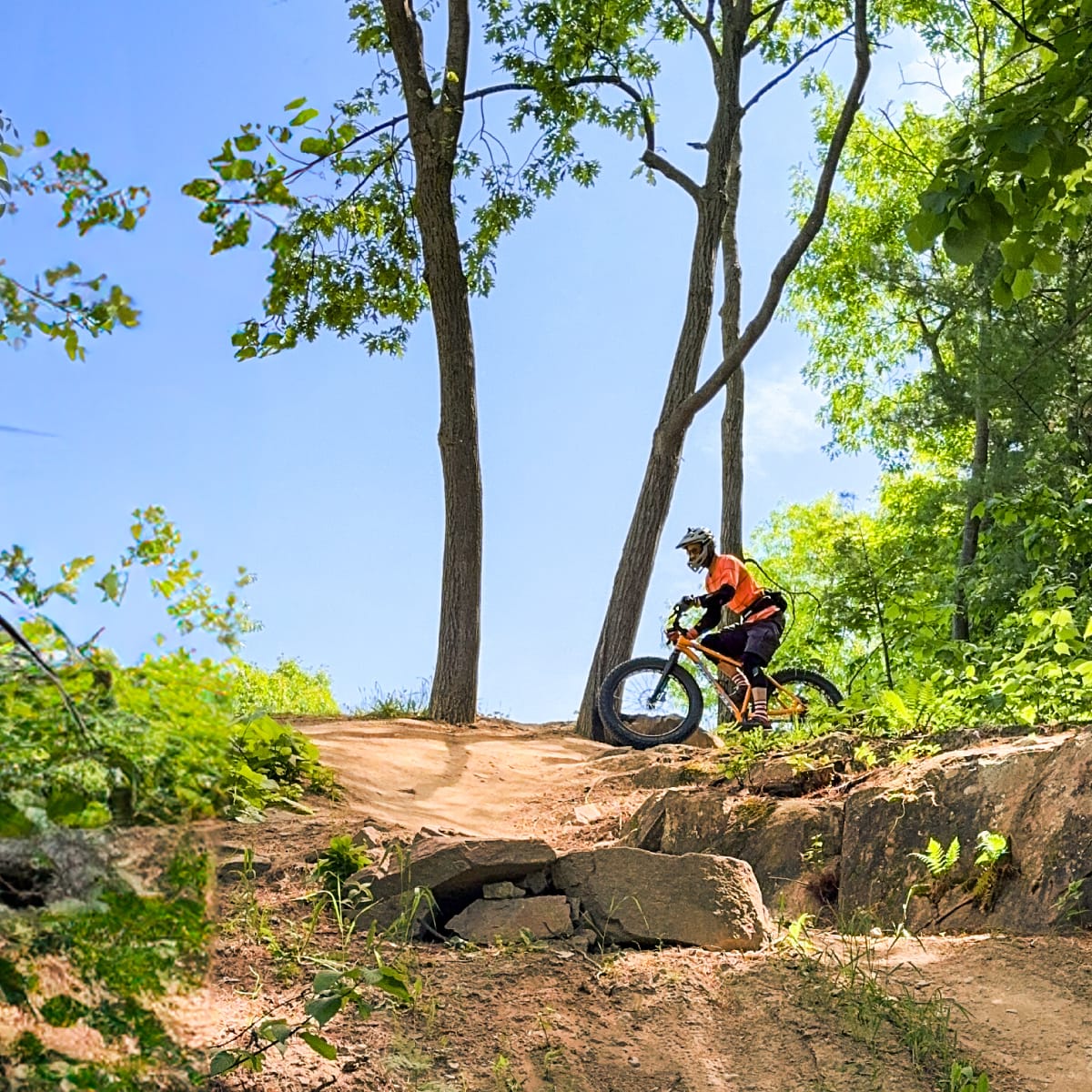 Biking at Mont Rigaud.