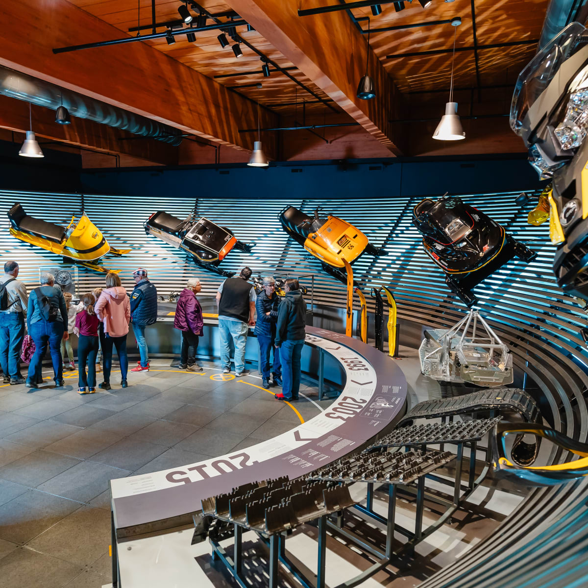 Snowmobile exhibit at Musée de l'ingéniosité J. Armand Bombardier.