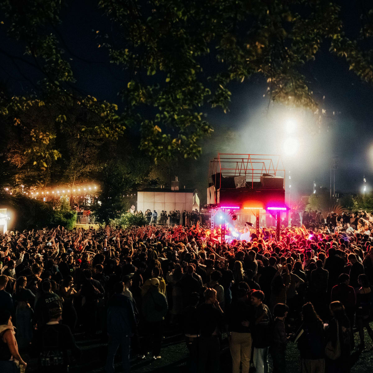 Crowd and stage at night. 