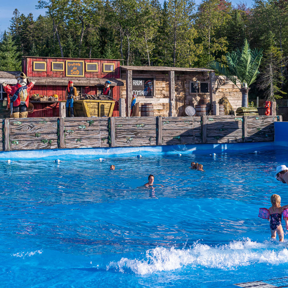 Swimmers in the wave pool.