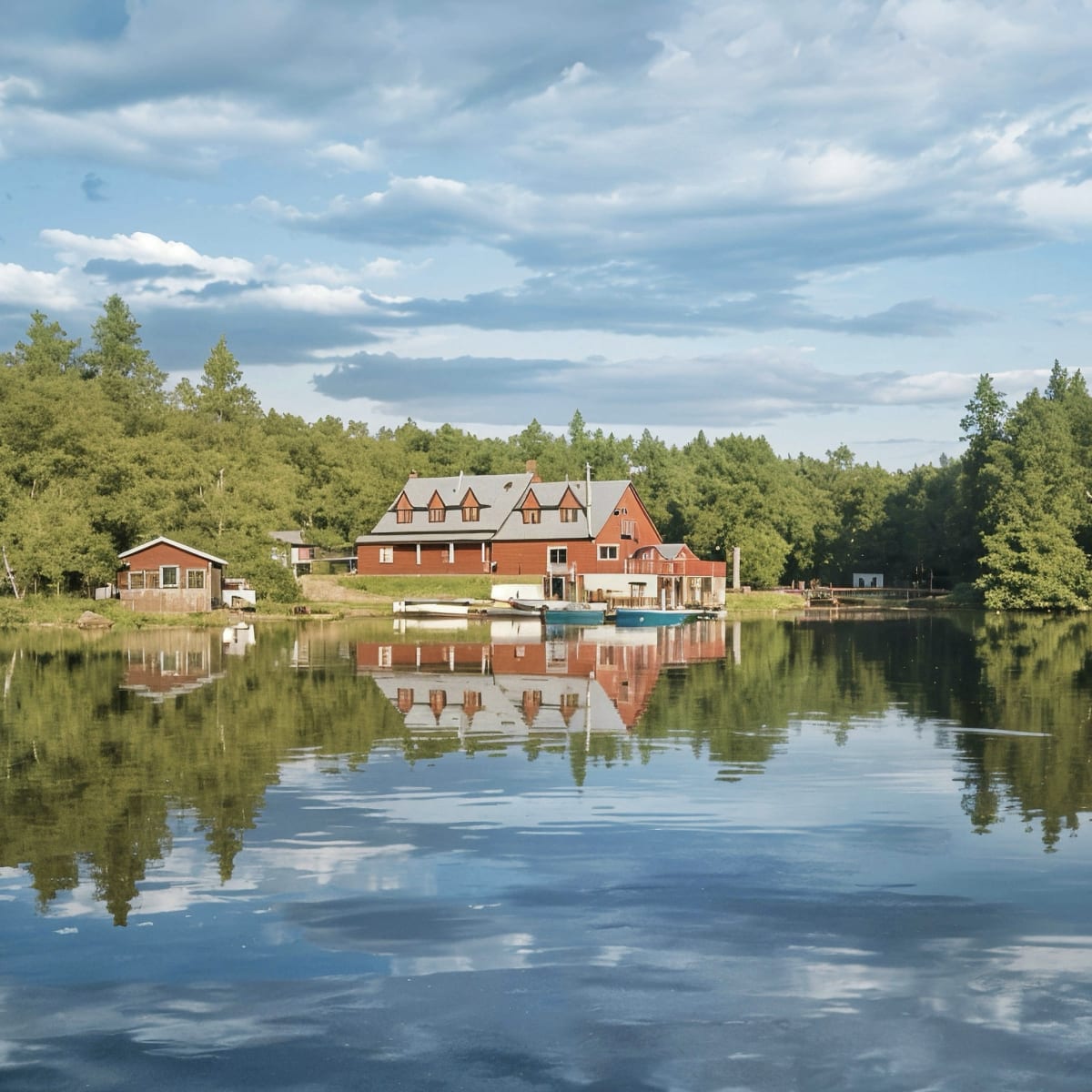 La Pourvoirie Pignon Rouge l'été.