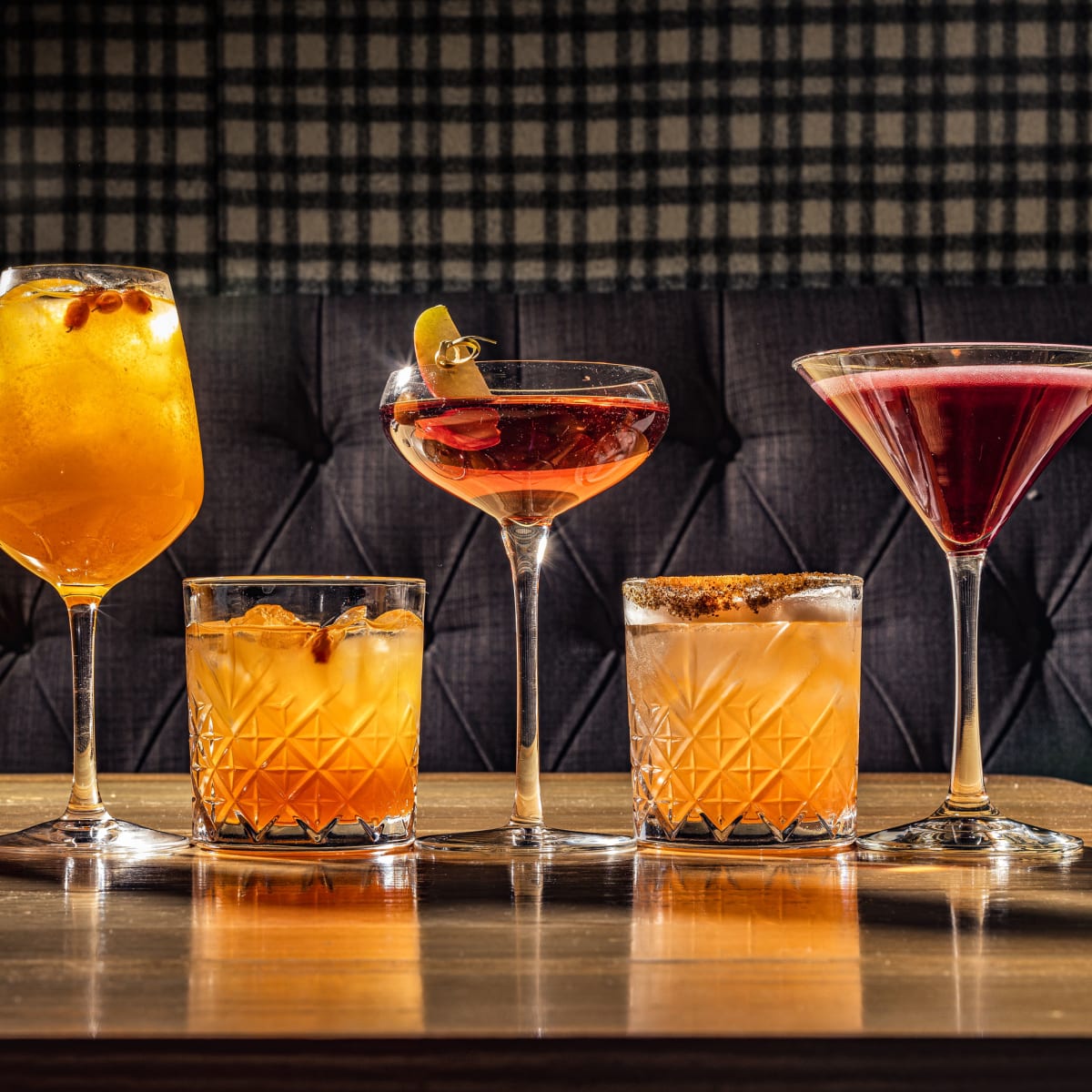 Assortment of cocktails at Hôtel Manoir Victoria.