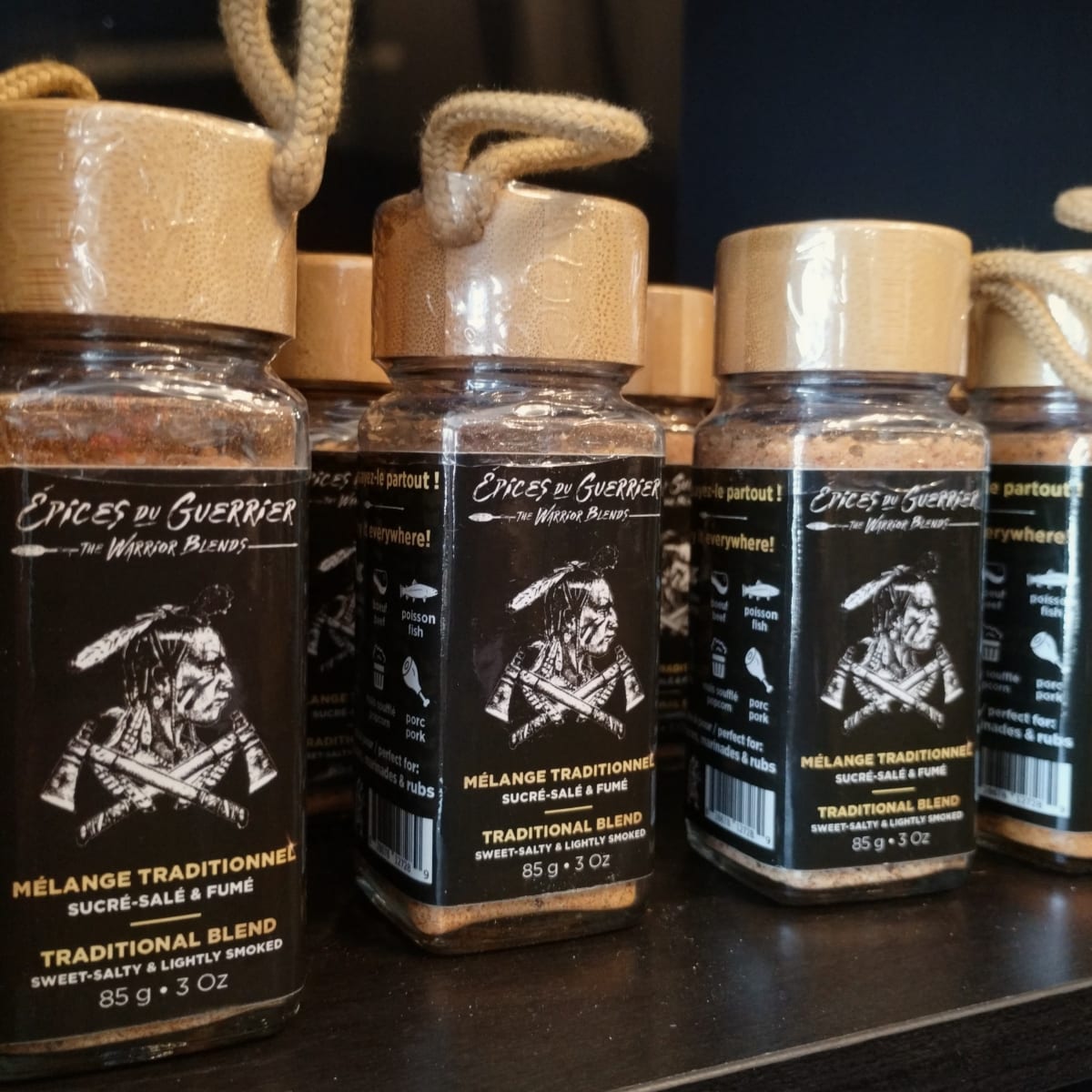 Jars of spices at the Épices du Guerrier store.
