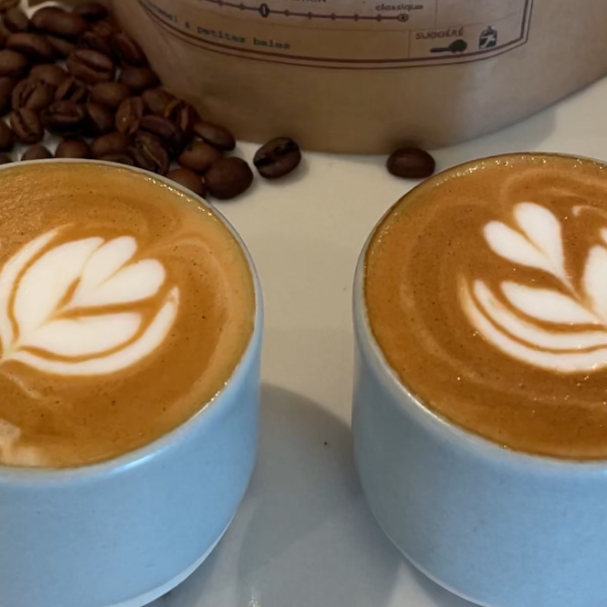 Two lattes at Ratatouille.