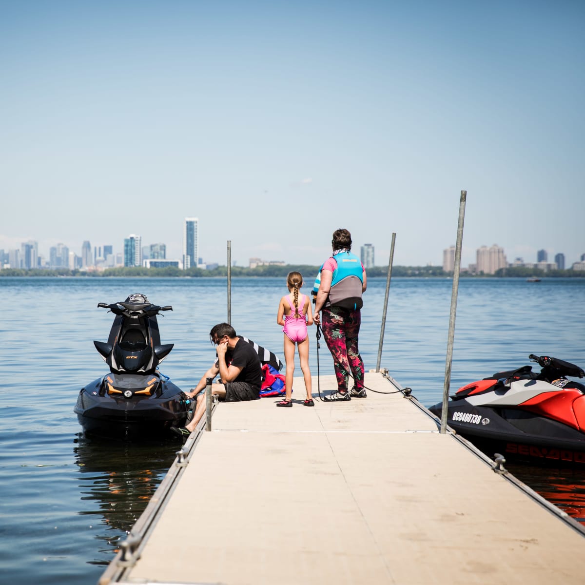Family on a dock at RécréoParc.