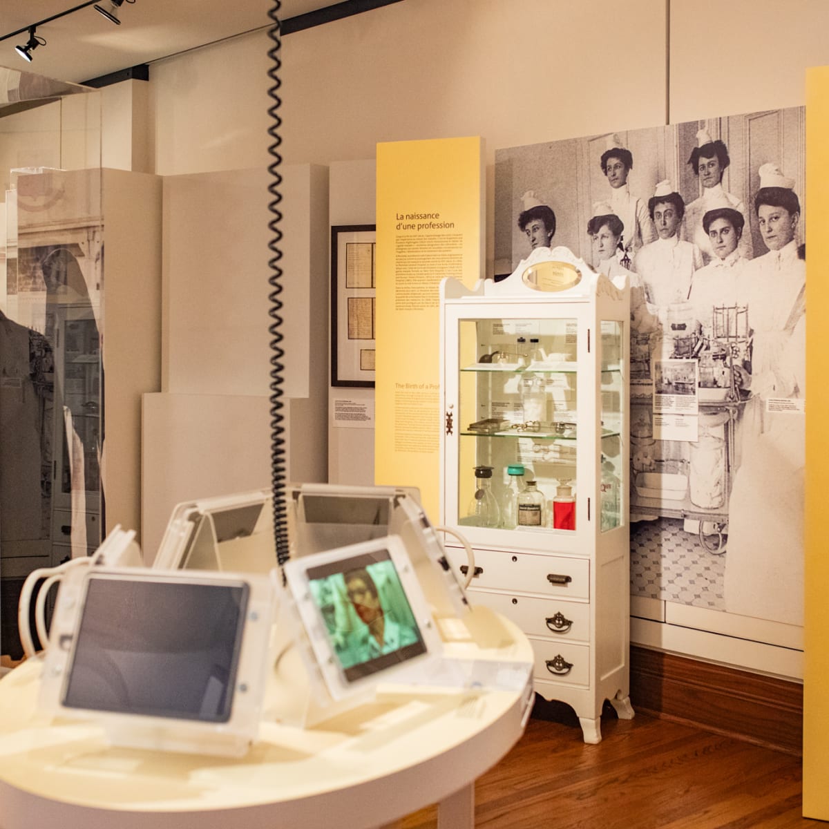 Interactive exhibition with interpretive panels and tablet displays