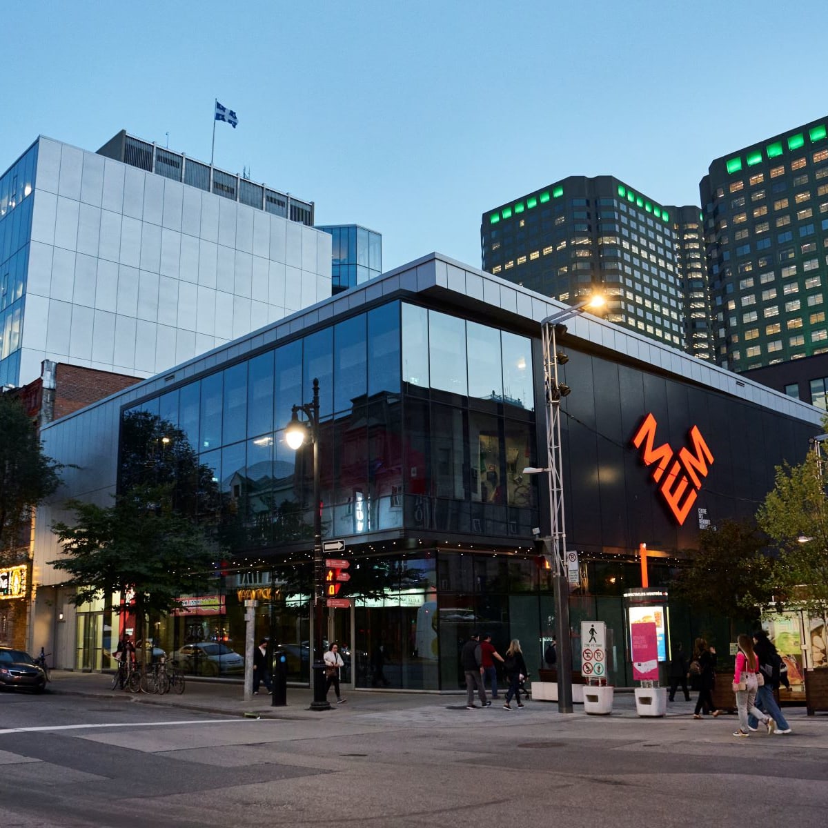 The building of the MEM at the corner of St-Laurent and Ste-Catherine in downtown Montreal.