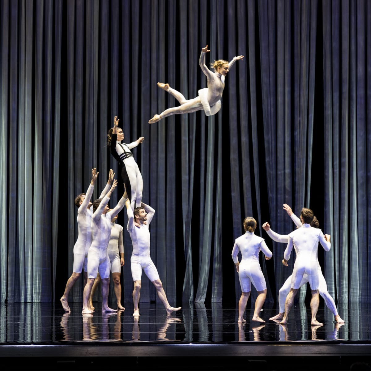 Acrobats on stage at the Duck Pond circus show