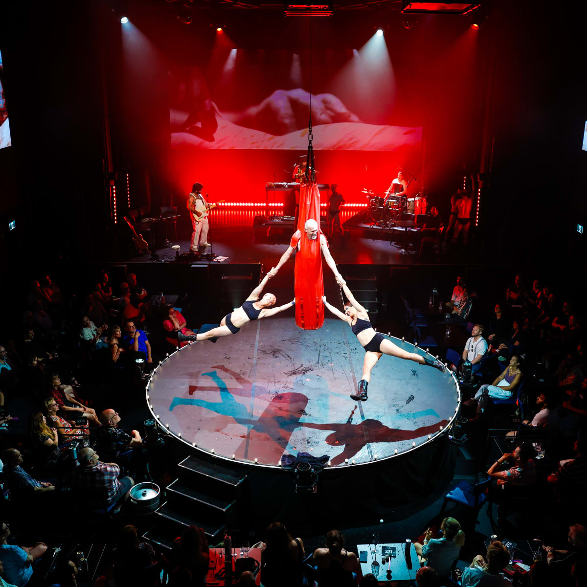 Acrobats on stage during the BARBU circus show.