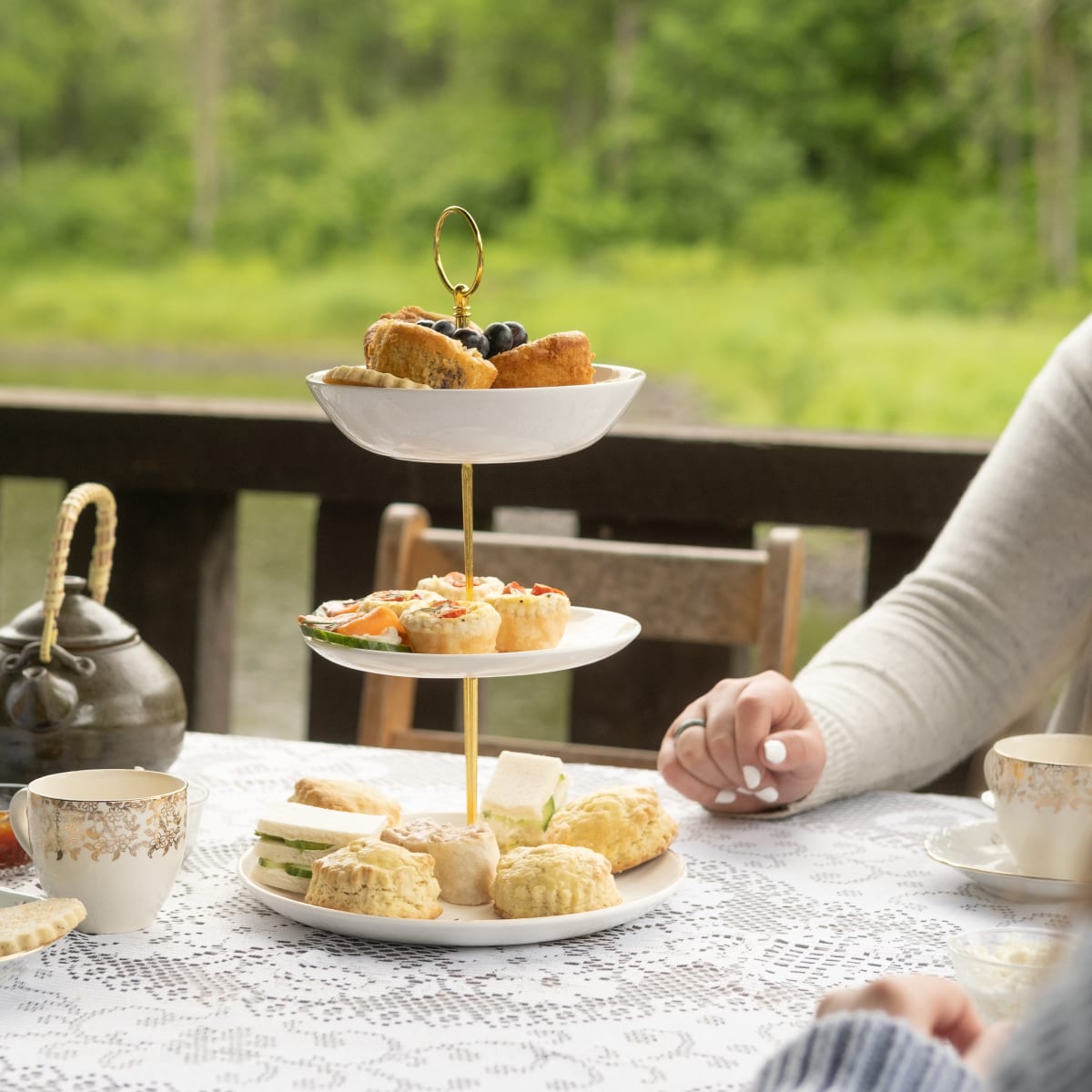 Platter of delicacies served at teatime.