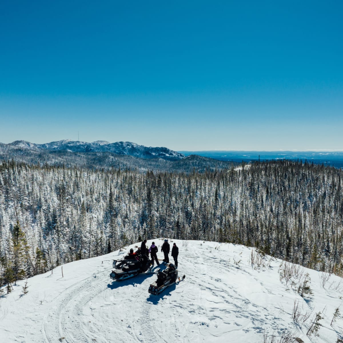 View of the scenery on a snowmobile ride