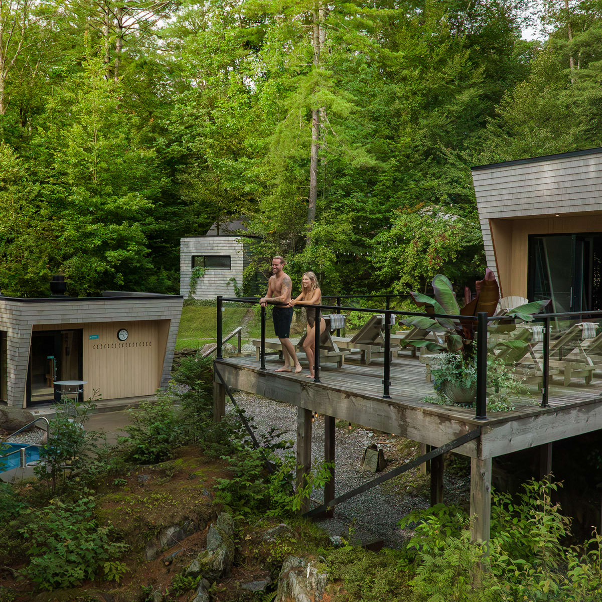 View of Spa Bolton's terrace and natural surroundings.