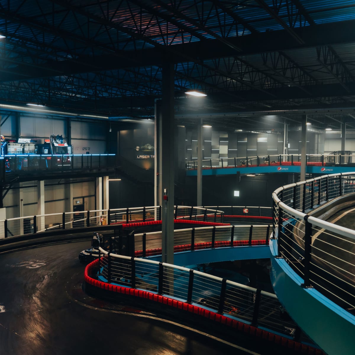 Interior karting track.