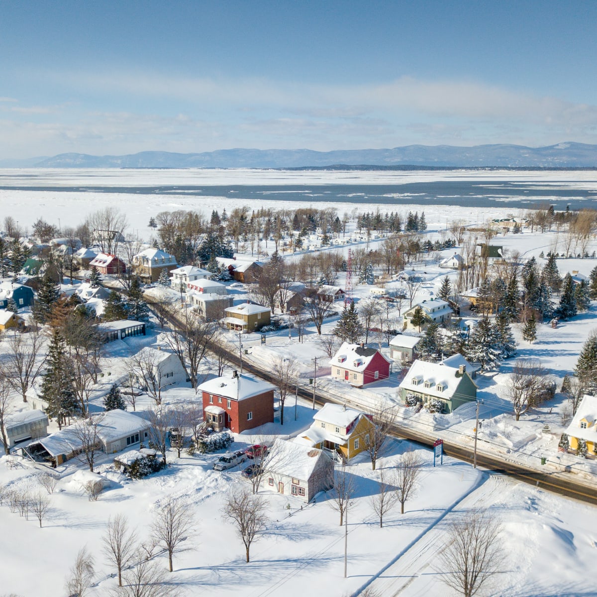 Aerial view of the L’Islet region in winter 