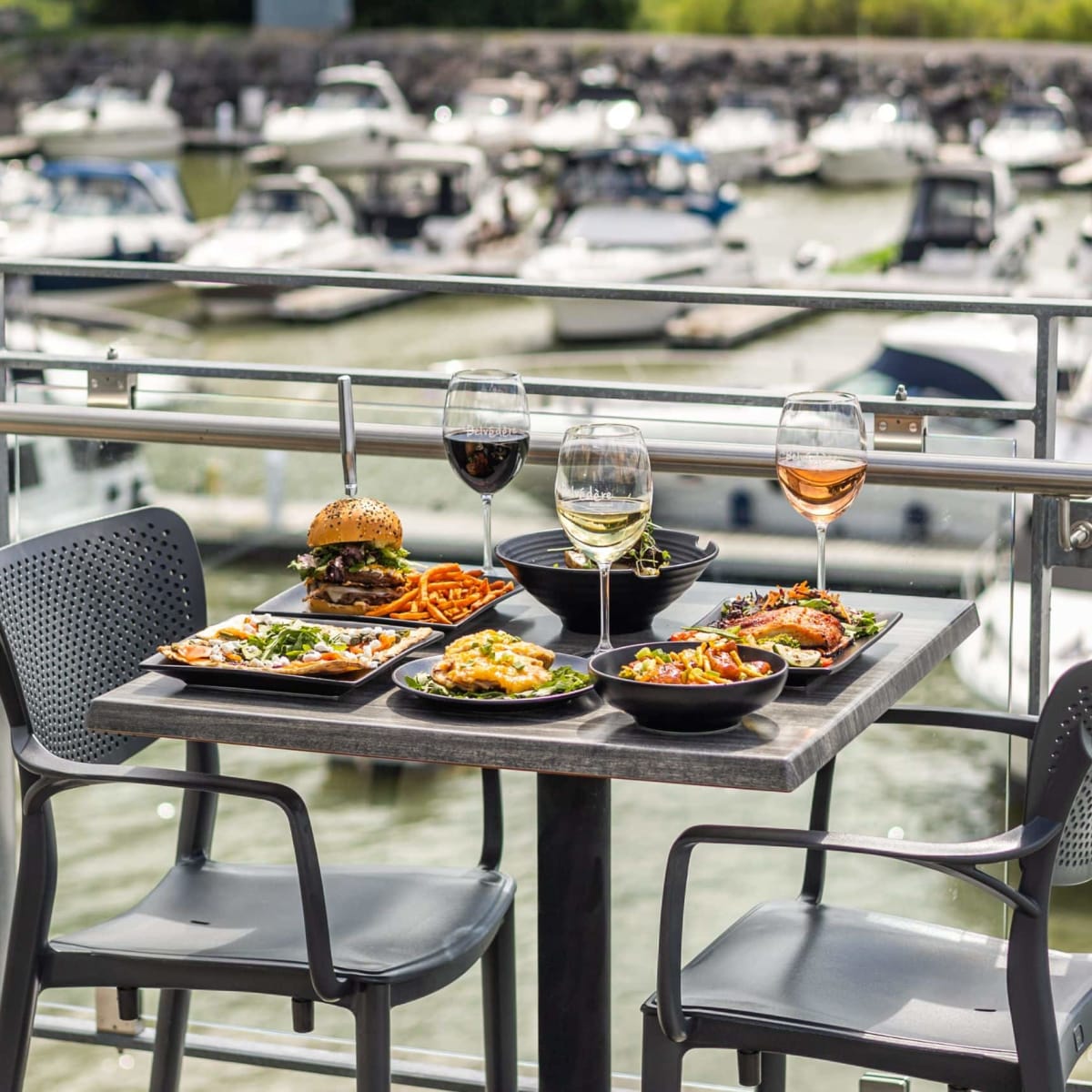 Table on the terrace of Le Belvédère Restaurant.