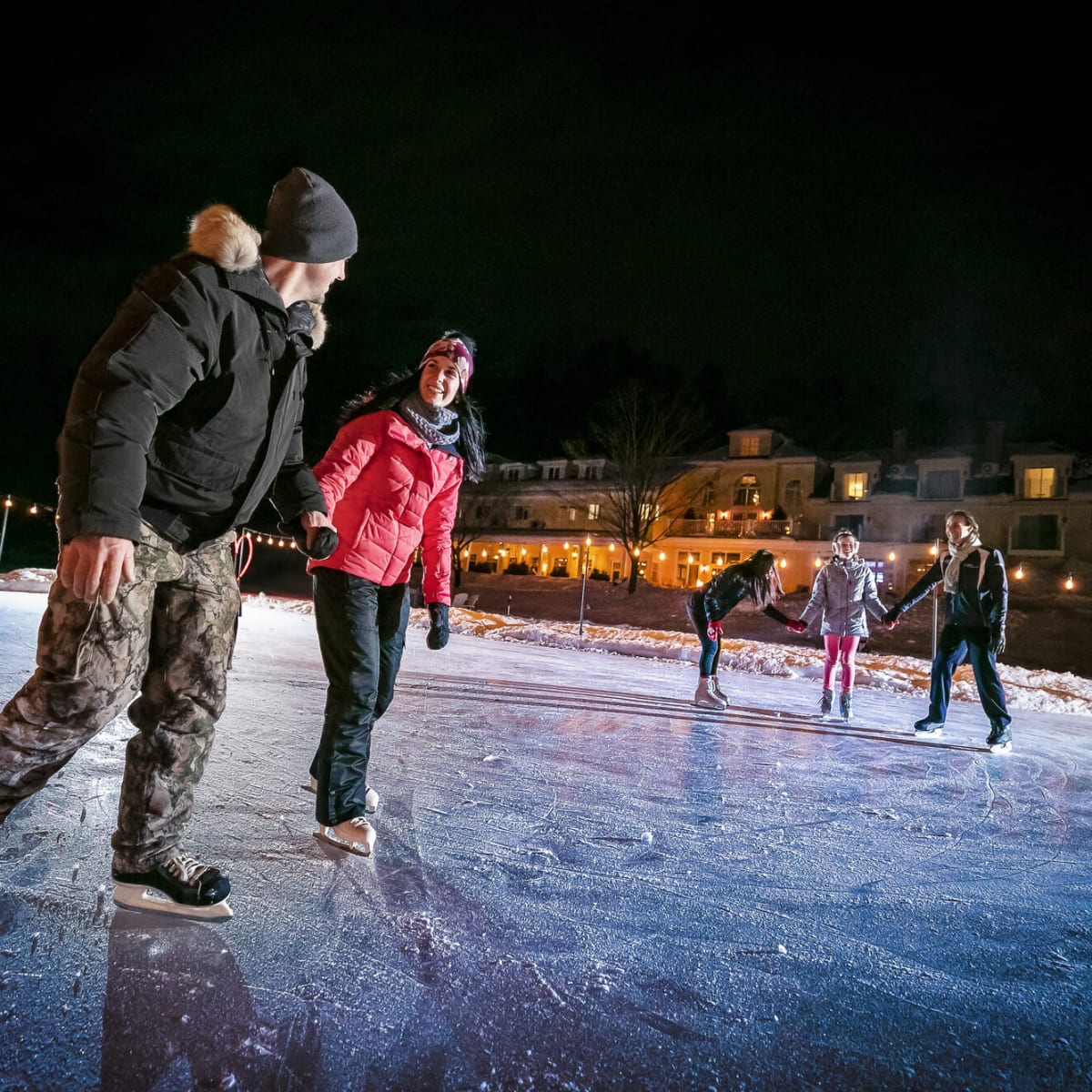 Ice skating on the lake at Ripplecove Hotel & Spa.
