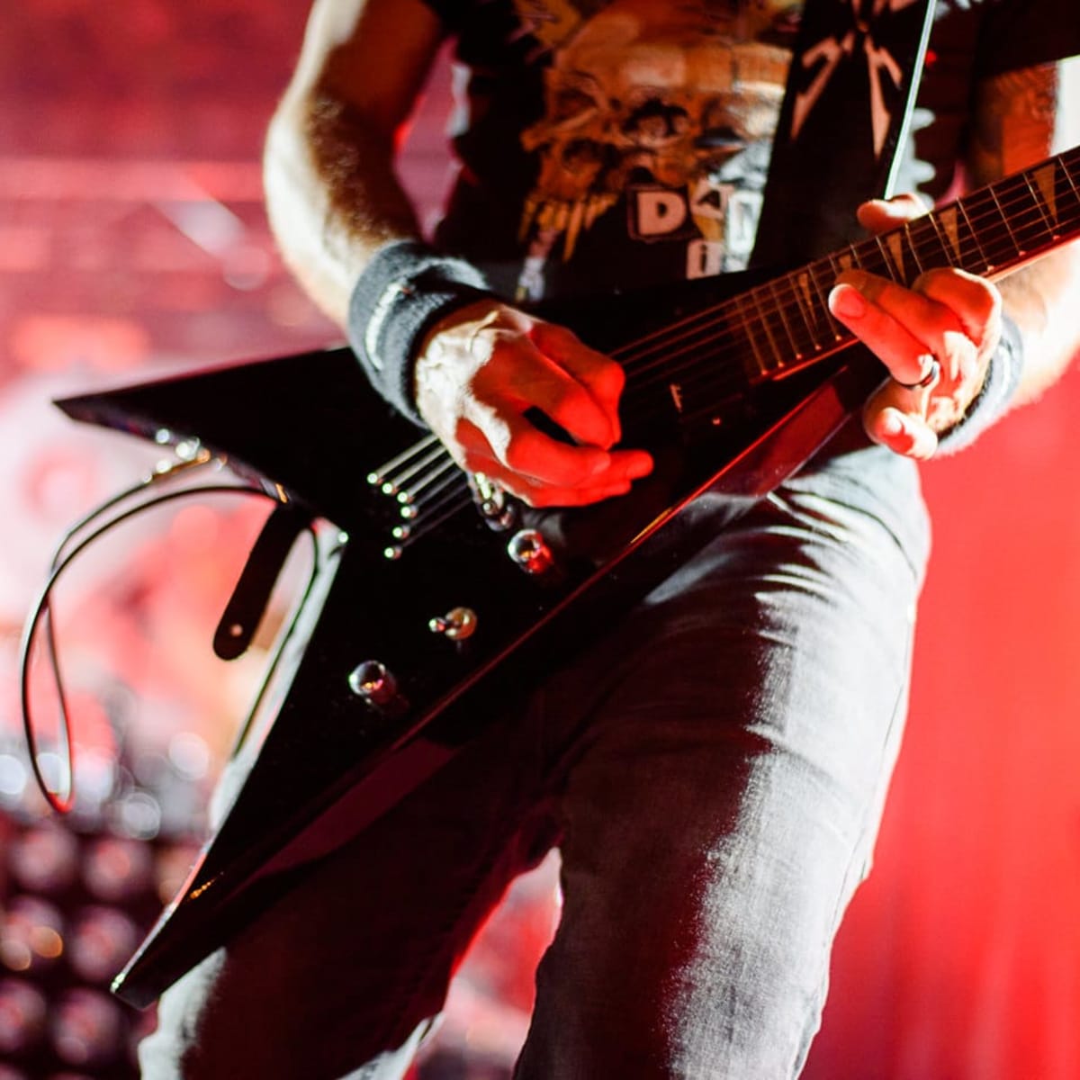 Person playing the guitar at Festival RockFest de St-Pierre-Baptiste.