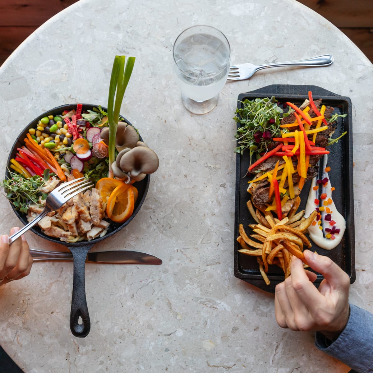 Couple enjoying a meal.