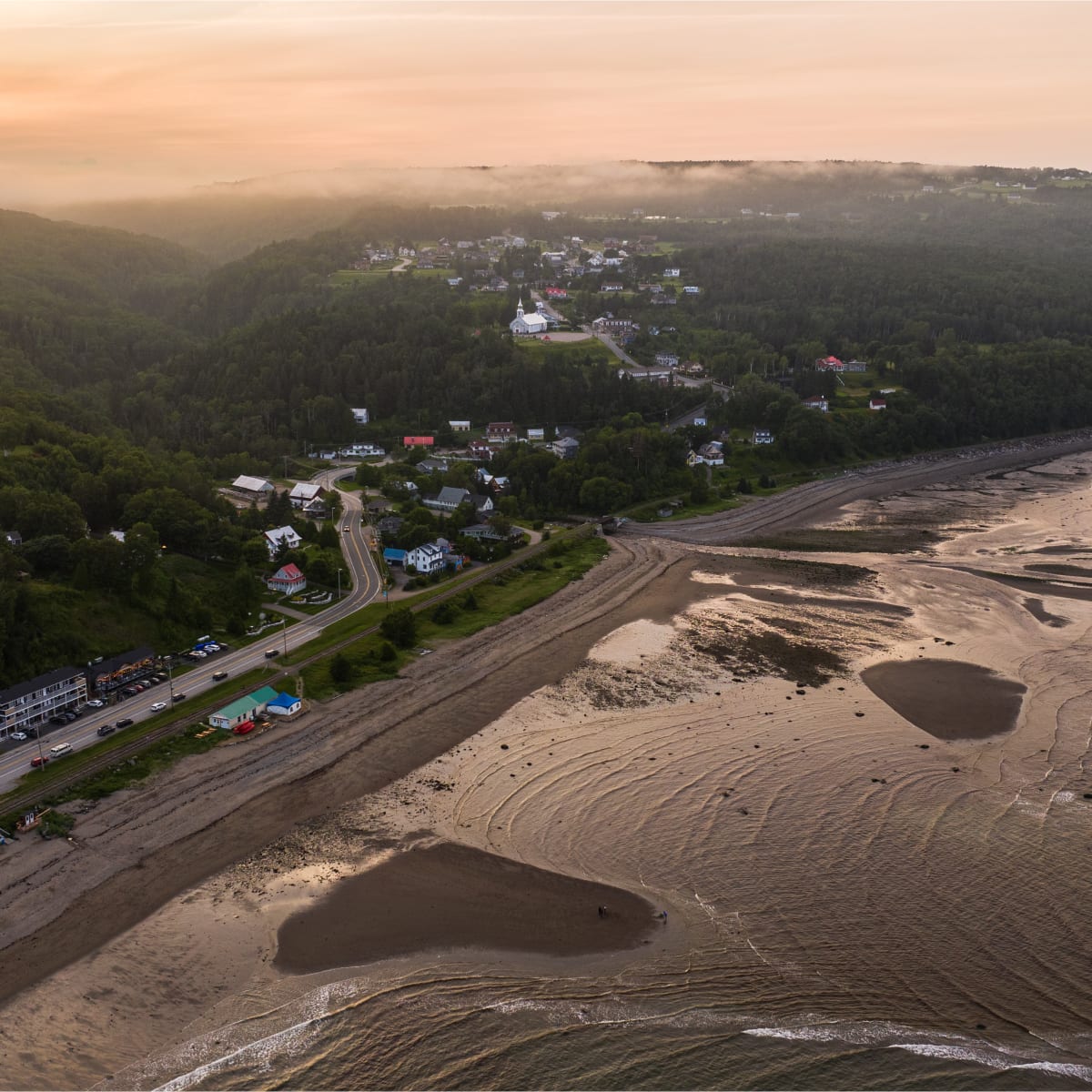Aerial view of a beach in the Crater and Tides Sector.
