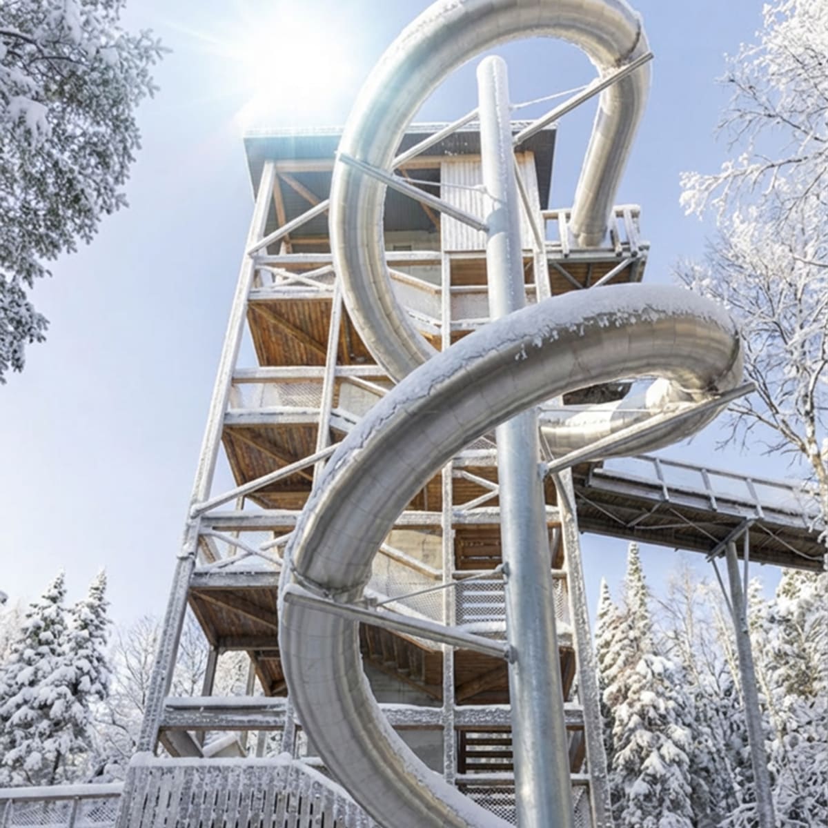 Tree-top slide. 