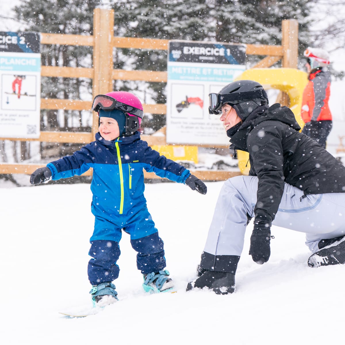 Young child learning to ski.