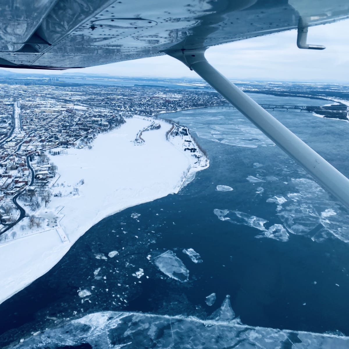 View from a Skynova Aviation aircraft in winter.