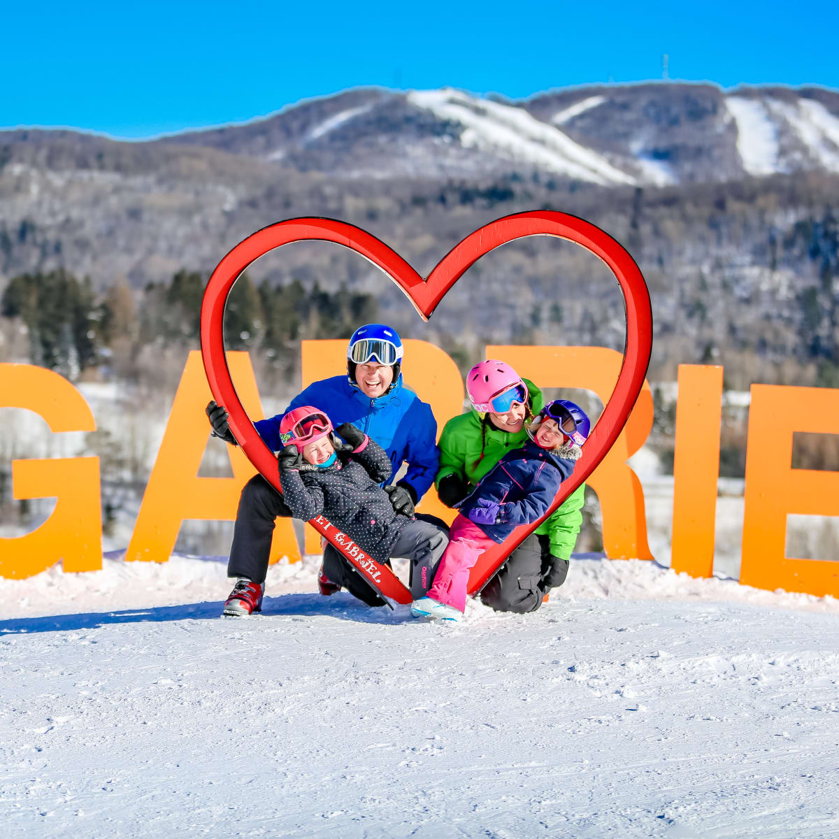 A family at the Sommet Gabriel.