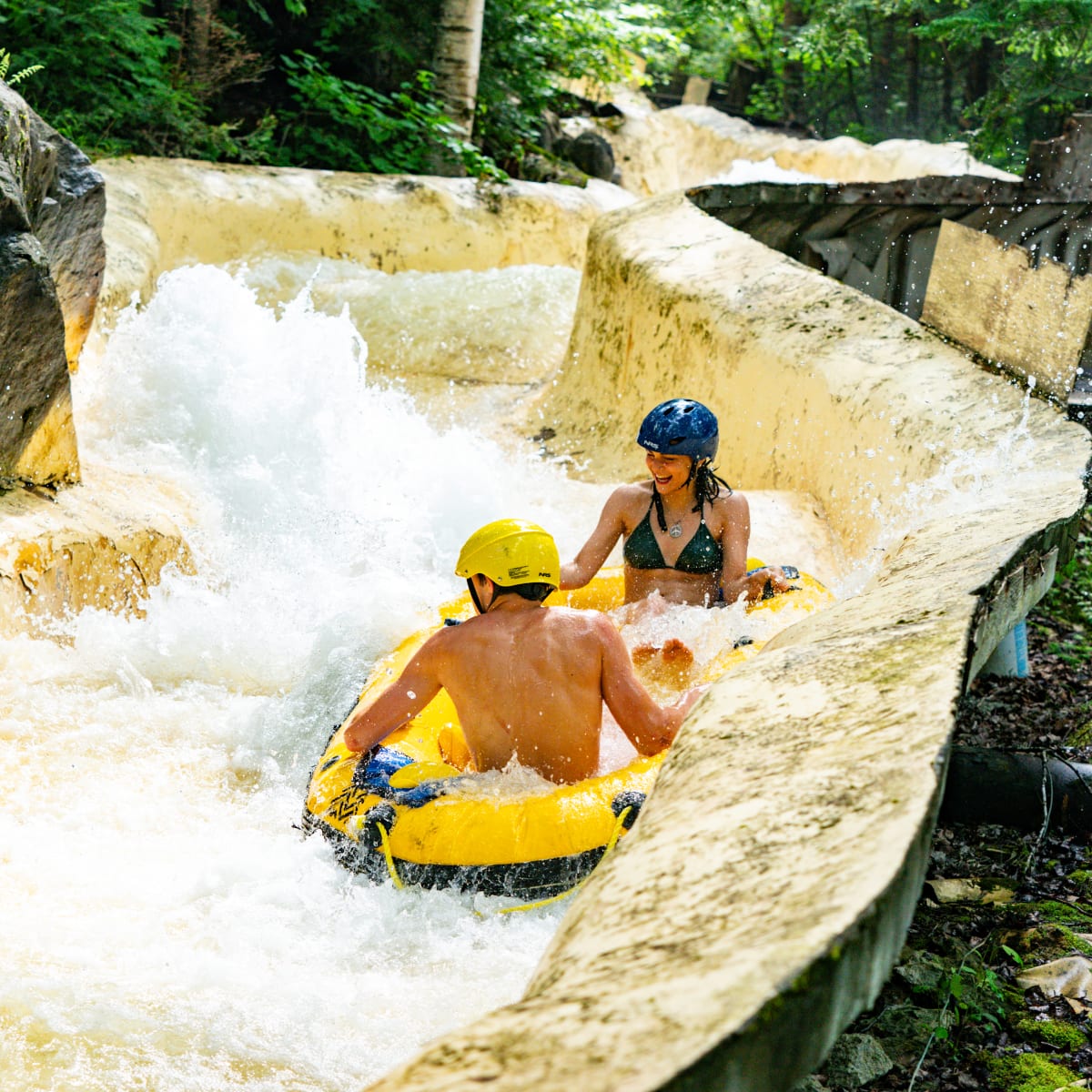Water slide at the Sommet Saint-Sauveur water park.