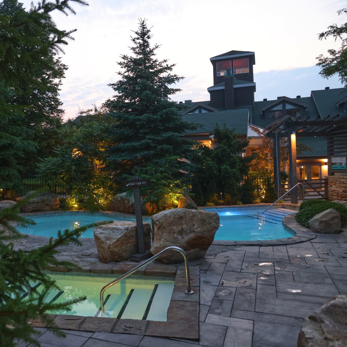 Spa at Manoir Saint-Sauveur in summer.