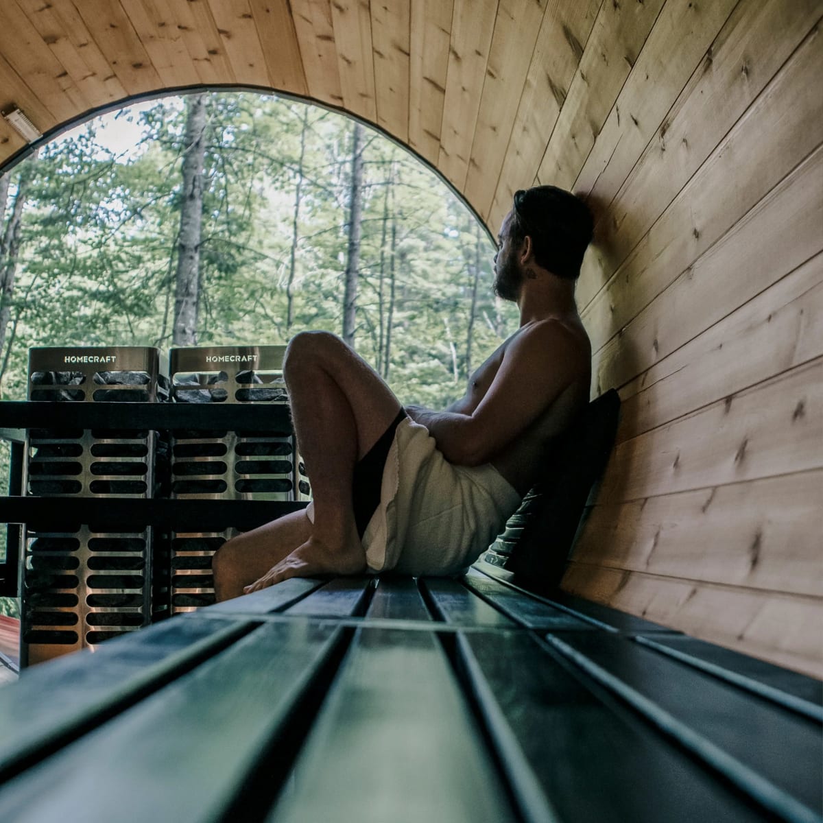 A man in a sauna at Siberia Spa.