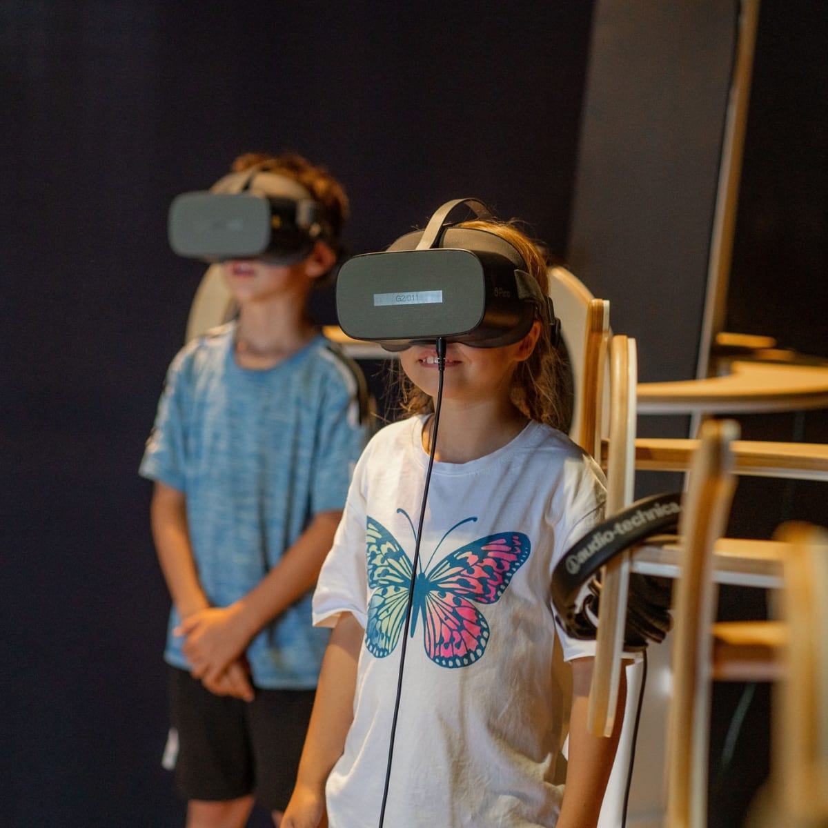 Two children and virtual reality at Statera—the fabulous archipelago.