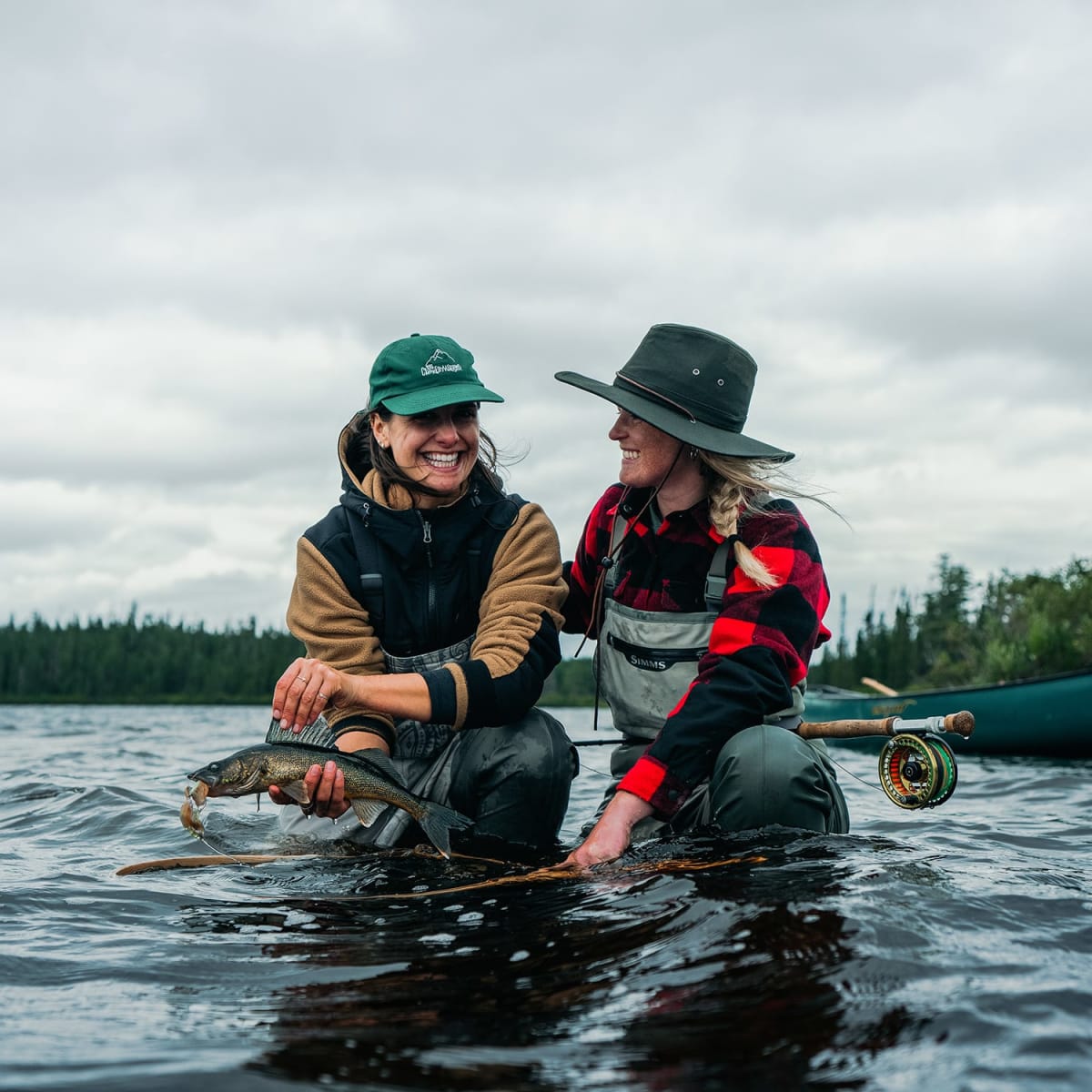 Two women fishing, Réserve faunique La Vérendrye.