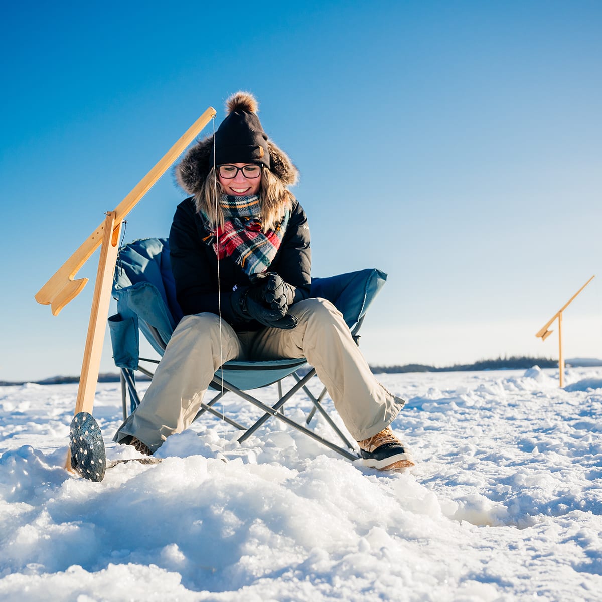 Ice fishing.