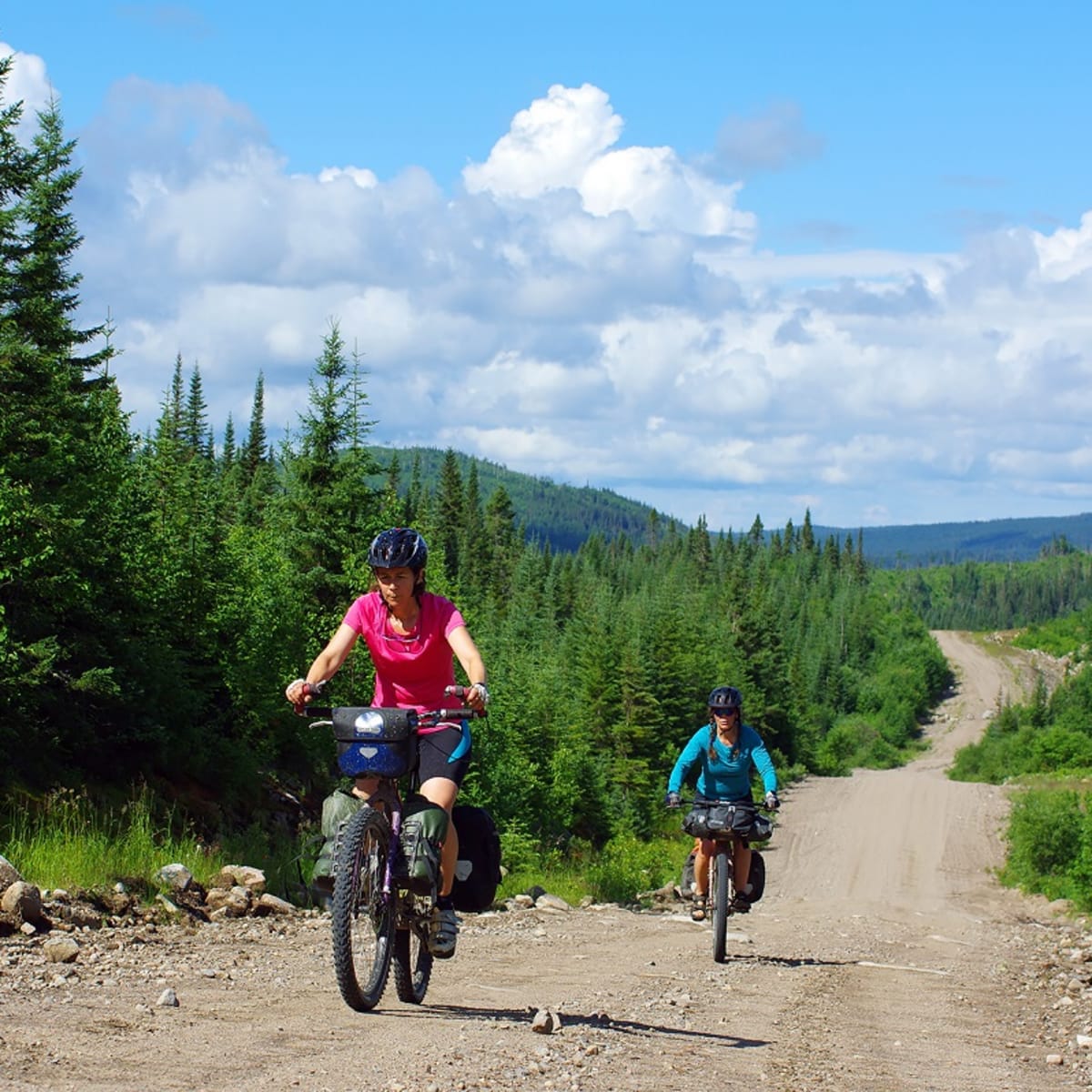 Biking in the Jacques-Cartier region.