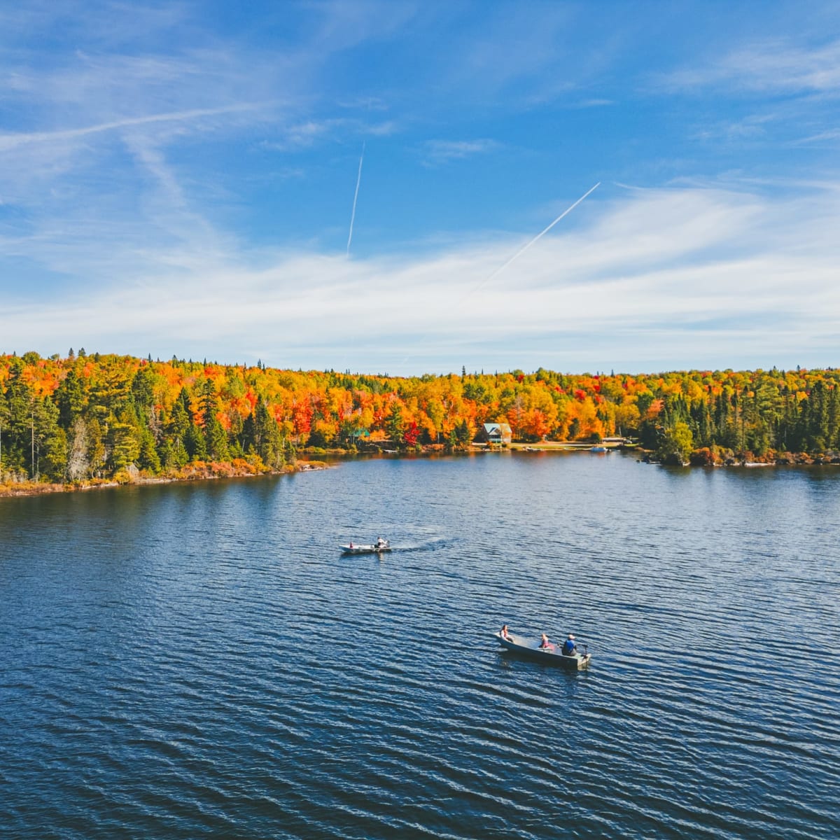 Fishing on the lake in the fall.