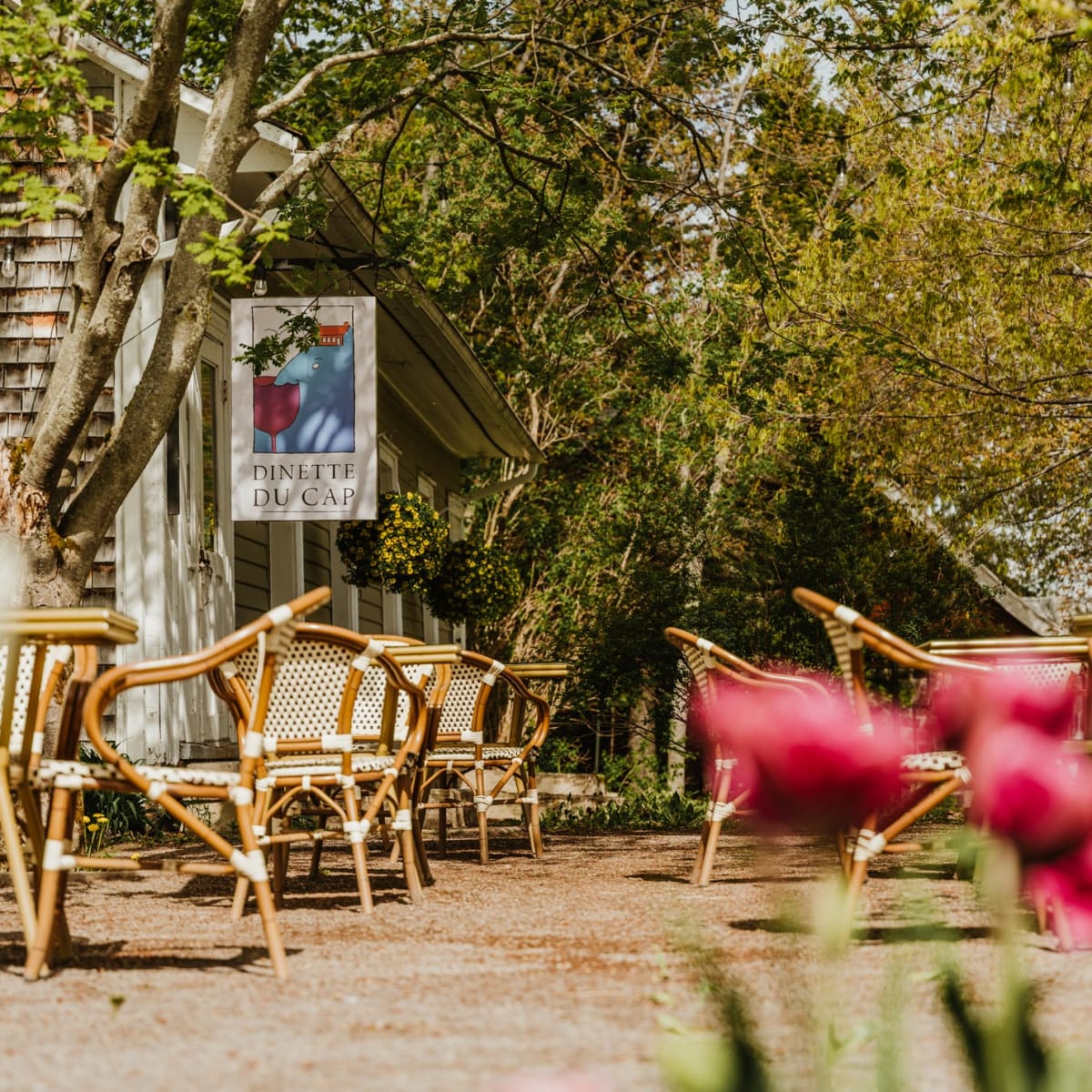 Terrace of La Dinette du Cap in spring.