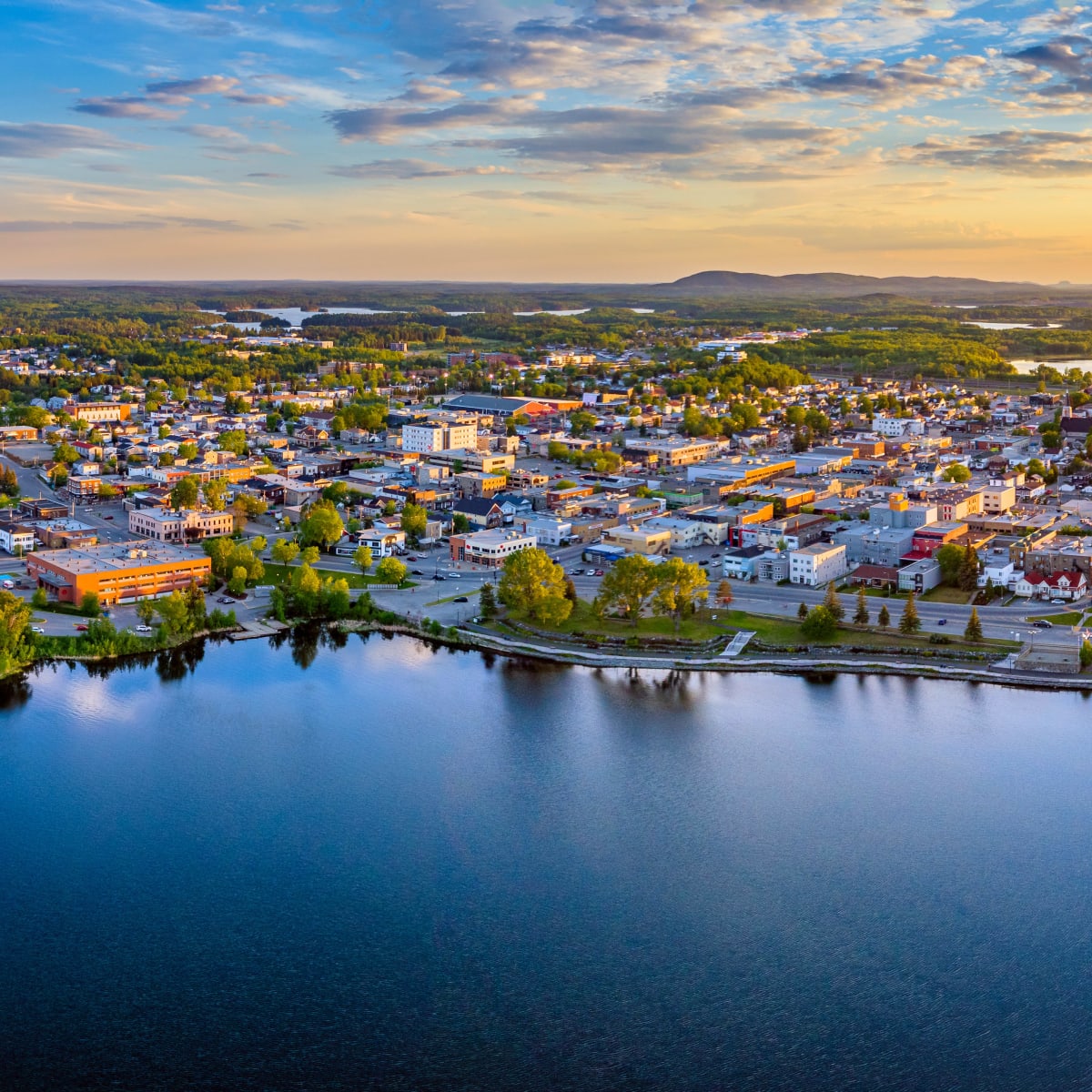 Aerial view of the city of Rouyn-Noranda.