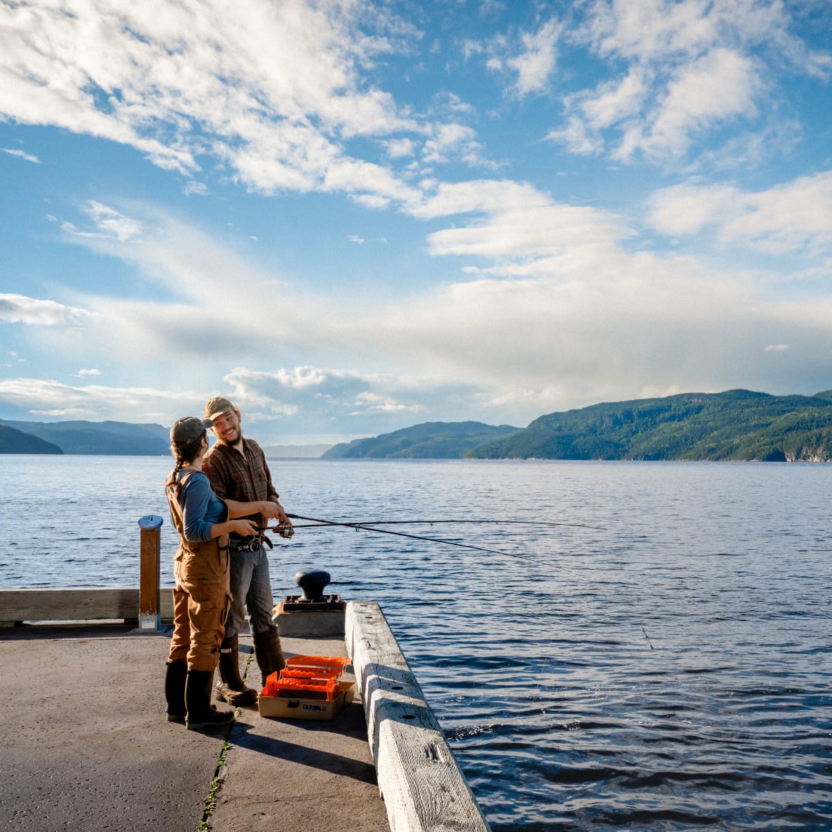 Fishing at the Petit Saguenay pier.