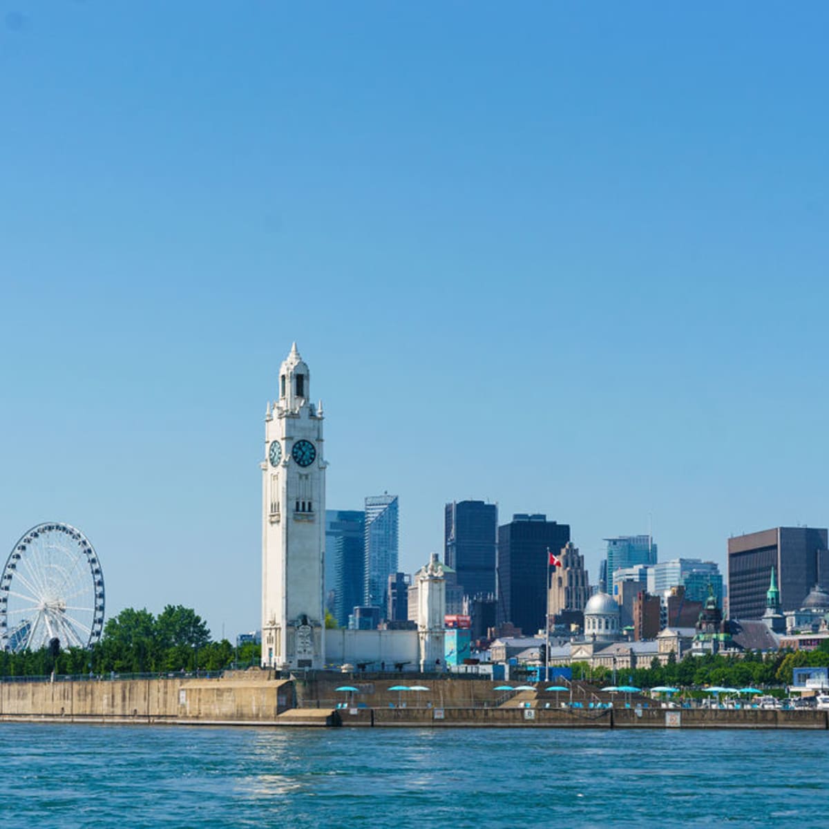 The Old Port of Montréal seen from the water.