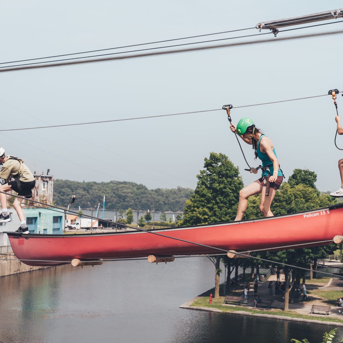 Tree-top adventure course.