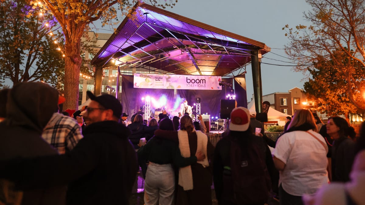 Performance scene at twilight.