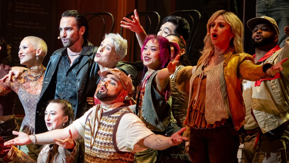 The cast of the Pub Royal musical on the stage during the show.