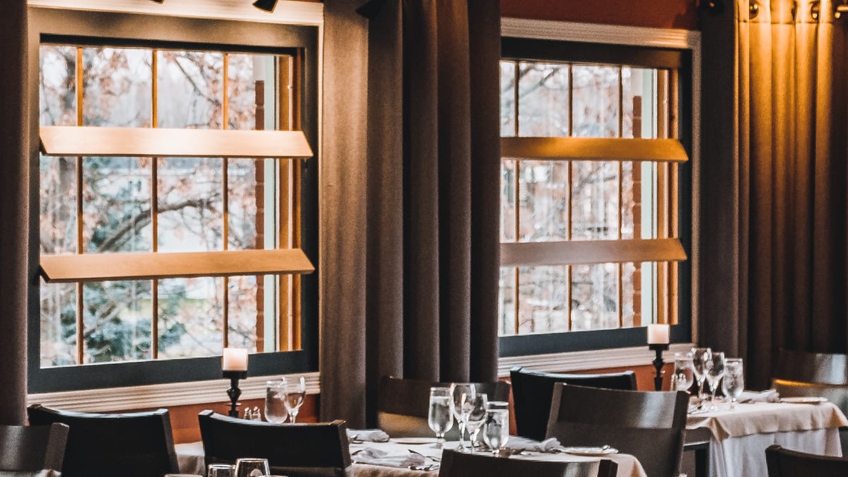 The dining room of the Auberge Godefroy restaurant