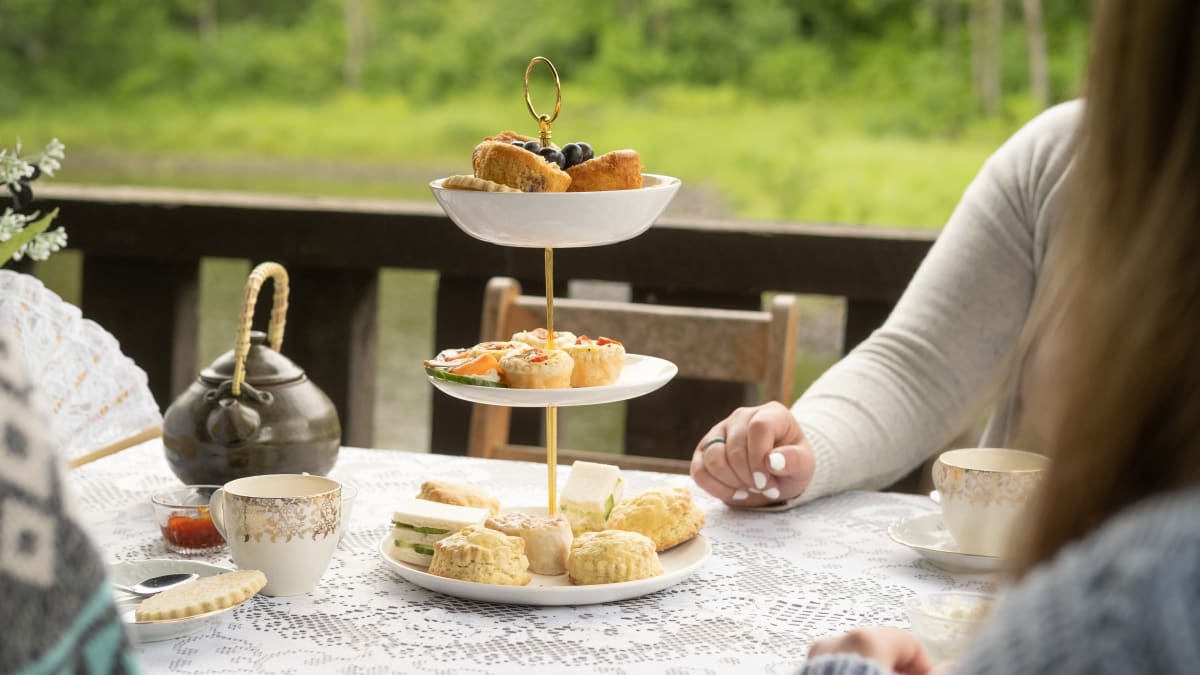Platter of delicacies served at teatime.