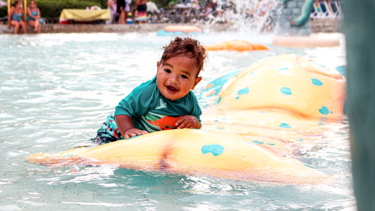 Boy in a pool at Super Aqua Club.