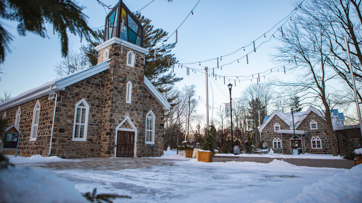 Church and square in the winter.