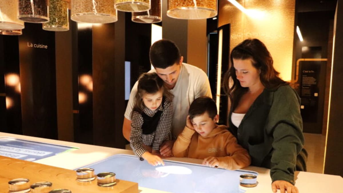 Family of four visiting Interra