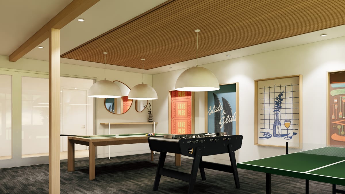 Game room at the new Auberge de Jouvence.