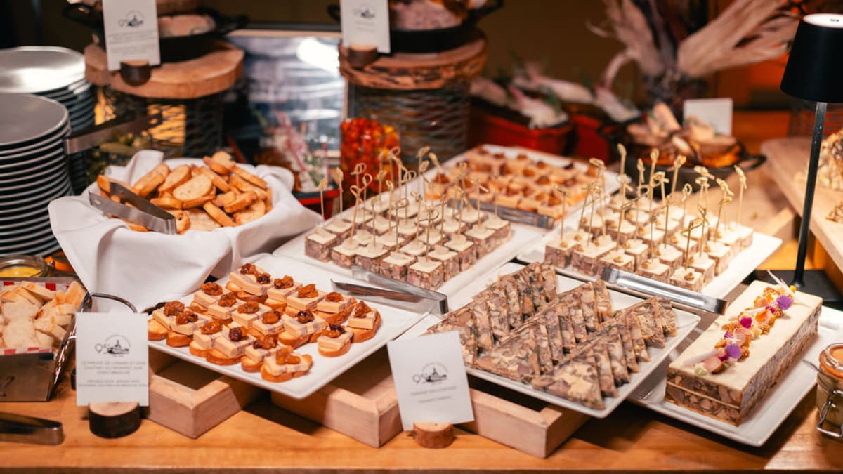 A table of appetizers served at the Fairmont Le Château Montebello.
