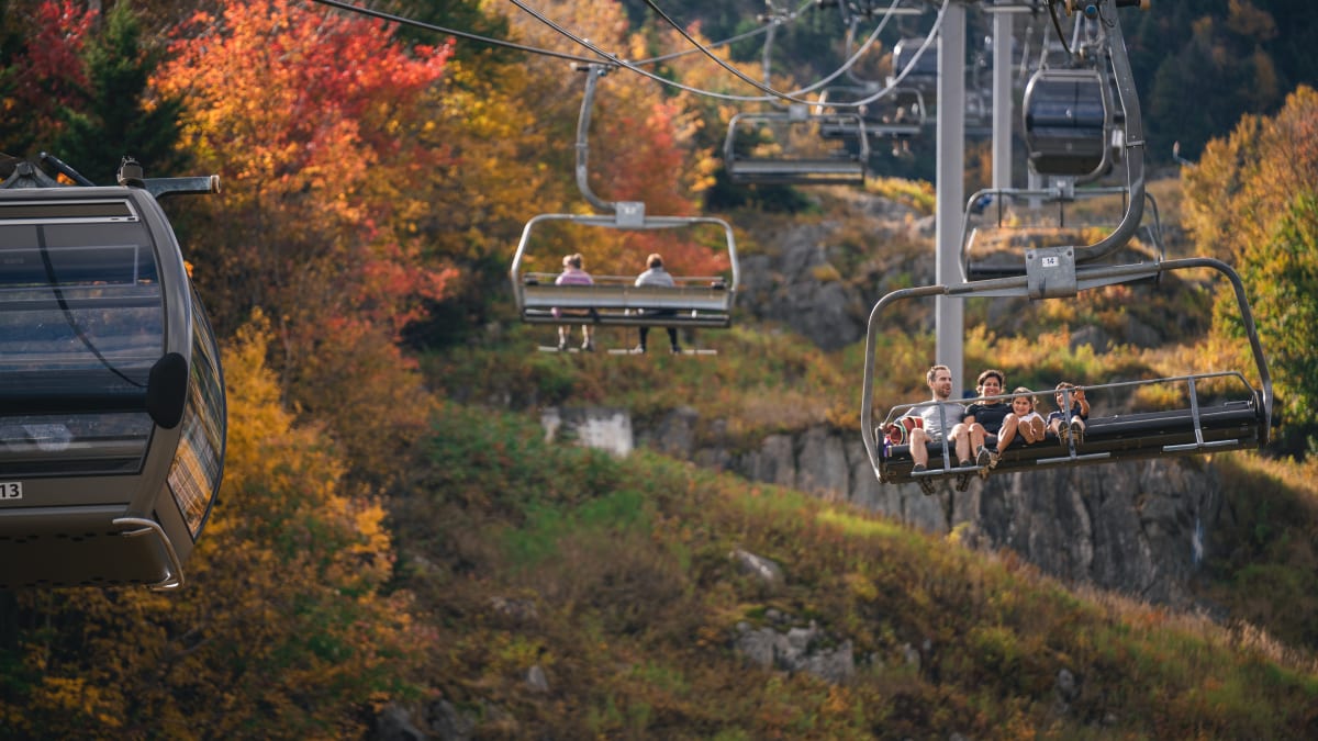 Chairlifts in an autumn landscape